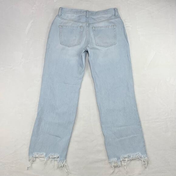 We The Free Jeans Maggie Mid Rise 26 Light Wash Straight Distressed Button Fly - Picture 4 of 16